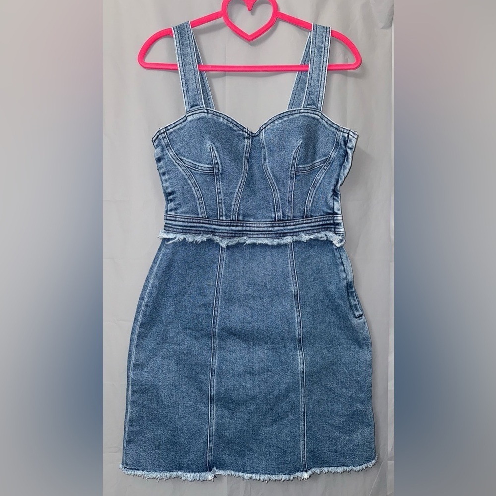 7 Seven For All Mankind Fray Denim Dress Size S - Picture 1 of 8